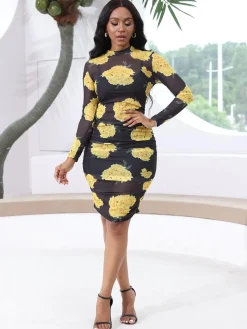 Three Piece Mesh Midi Dress Short Set