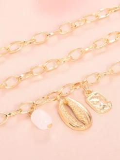 Three Piece Minimalist Shell Pearl Chain Bracelets