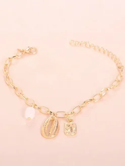 Three Piece Minimalist Shell Pearl Chain Bracelets