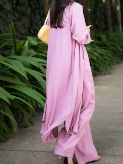 Three Piece Tank Top Coat Long Pants