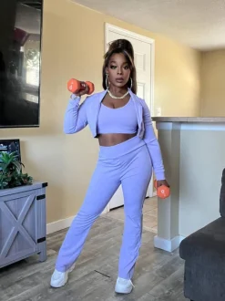 Three Piece Tank Top Short Jacket Pants Set