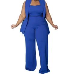 Three Piece Tank Top Wide Leg Pants Set