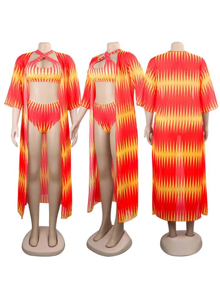 Three Pieces Beach Bikini Swimwear Suit