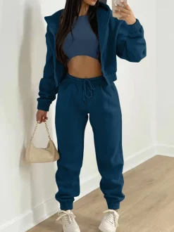 Three Pieces Vest and Hoodie and Pants Set