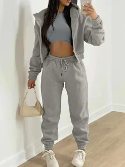 Three Pieces Vest and Hoodie and Pants Set