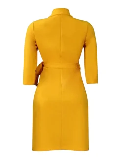 Tie Waist Pleated Midi Dress