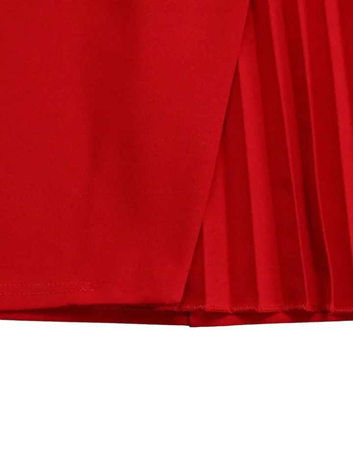 Tie Waist Pleated Midi Dress