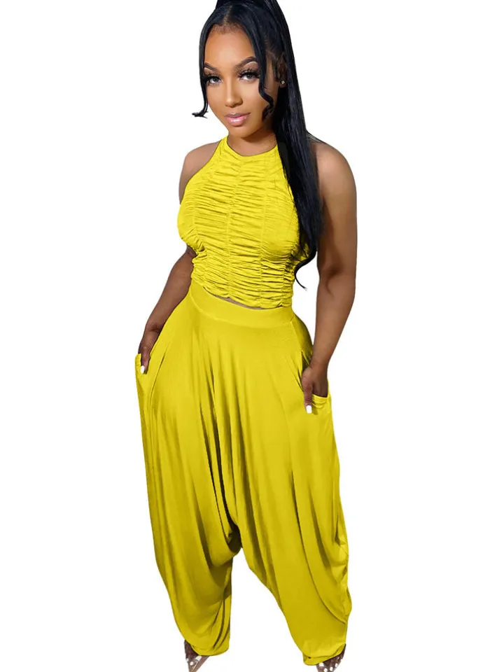 Two Piece Backless Crop Top Bloomers