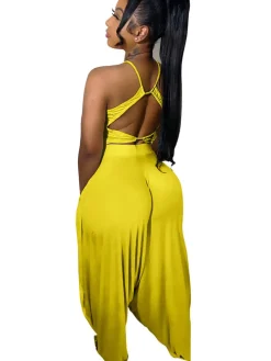 Two Piece Backless Crop Top Bloomers