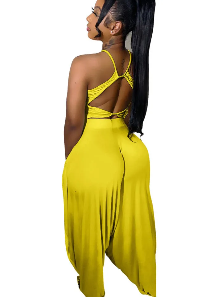 Two Piece Backless Crop Top Bloomers