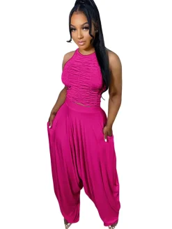 Two Piece Backless Crop Top Bloomers