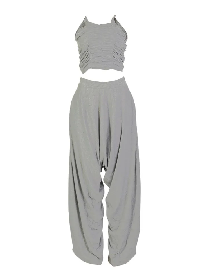 Two Piece Backless Crop Top Bloomers