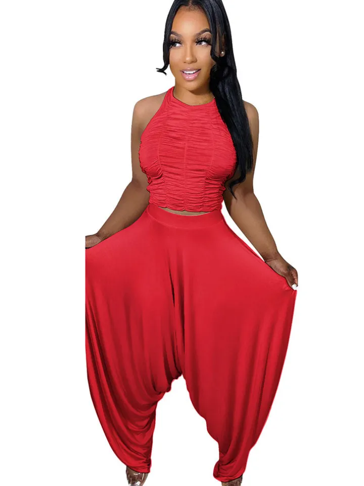 Two Piece Backless Crop Top Bloomers