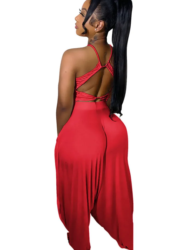 Two Piece Backless Crop Top Bloomers