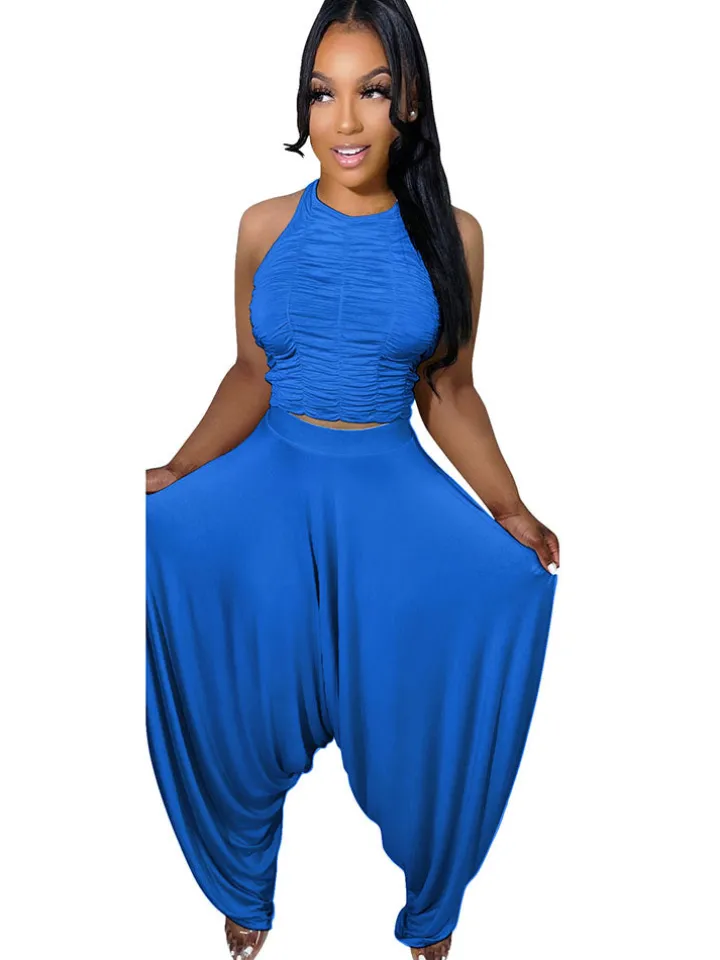 Two Piece Backless Crop Top Bloomers