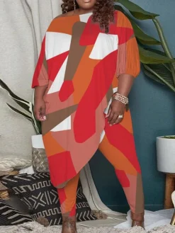 Two Piece Bracelet Sleeve Top Bodycon Pants