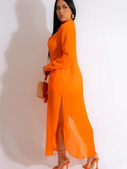 Two Piece Chiffon Long Sleeve Top Shorts