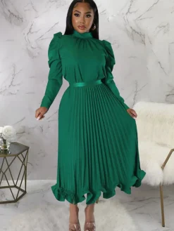 Two Piece Crop Top Pleated Maxi Skirts