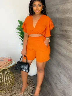 Two Piece Crop Top shorts Set