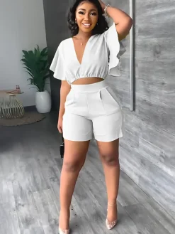 Two Piece Crop Top shorts Set