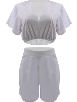Two Piece Crop Top shorts Set