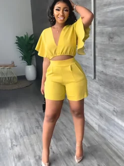 Two Piece Crop Top shorts Set