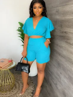 Two Piece Crop Top shorts Set