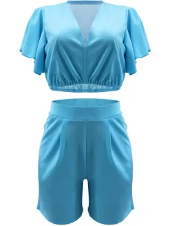 Two Piece Crop Top shorts Set