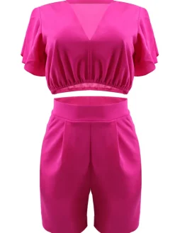 Two Piece Crop Top shorts Set