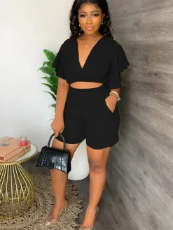 Two Piece Crop Top shorts Set