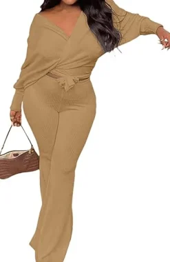 Two Piece Crop Top Wide Leg Pants