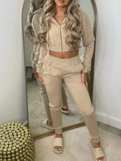 Two Piece Fleece Lined Hoodie Sweatshirt Pants Set