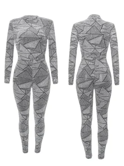 Two Piece Geometric Print Pant Suit