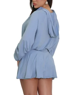 Two Piece Hoodie Crop Top Skirt Set