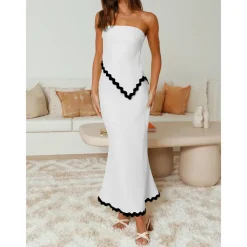 Two Piece Irregular Tube Top Maxi Skirt