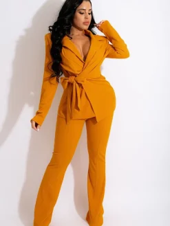 Two Piece Lapel Blazer Long Pants