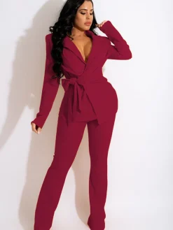 Two Piece Lapel Blazer Long Pants