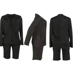 Two Piece Long Sleeve Blazer Shorts Pant Set