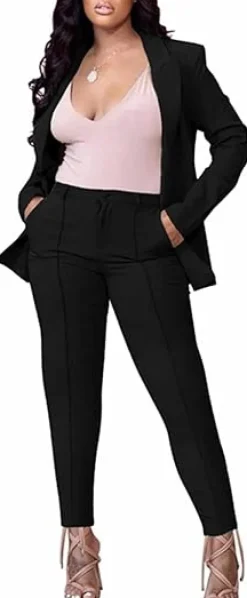 Two Piece Long Sleeve Blazer Pants Set