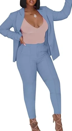 Two Piece Long Sleeve Blazer Pants Set