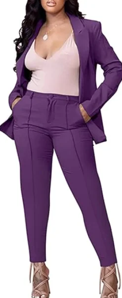 Two Piece Long Sleeve Blazer Pants Set