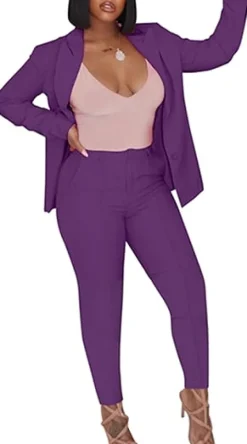 Two Piece Long Sleeve Blazer Pants Set