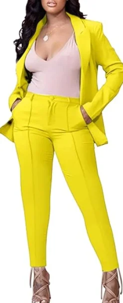Two Piece Long Sleeve Blazer Pants Set