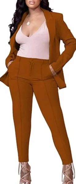 Two Piece Long Sleeve Blazer Pants Set