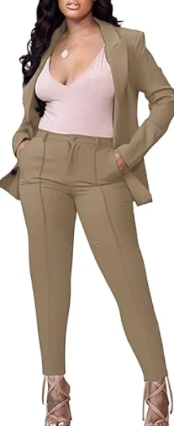 Two Piece Long Sleeve Blazer Pants Set