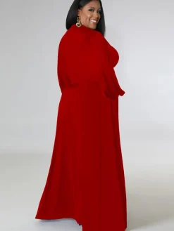 Two Piece Long Sleeve Crop Top Maxi Skirts