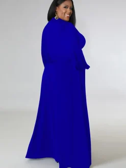 Two Piece Long Sleeve Crop Top Maxi Skirts