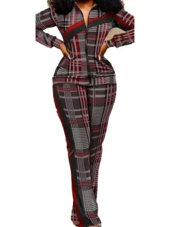 Two Piece Long Sleeve Printed Jacket Pants