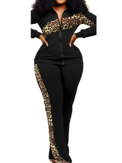 Two Piece Long Sleeve Printed Jacket Pants