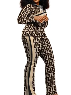 Two Piece Long Sleeve Printed Jacket Pants